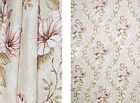 Портьерная ткань для штор Жаккард молочного цвета с рисунком