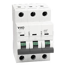 Автоматичний вимикач VIKO 3P 63A 4.5кА 230/400В тип С(4)