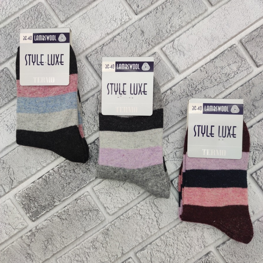 Шкарпетки жіночі середні зимові вовняні р.36-40 смужка асорті СТИЛЬ ЛЮКС ТЕРМО 604226812, фото 1