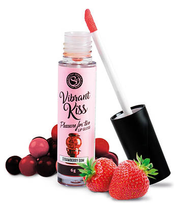 Блиск для губ з ефектом вібрації зі смаком полуничної жуйки Secret Play Vibrant Kiss, 6 грам Talla