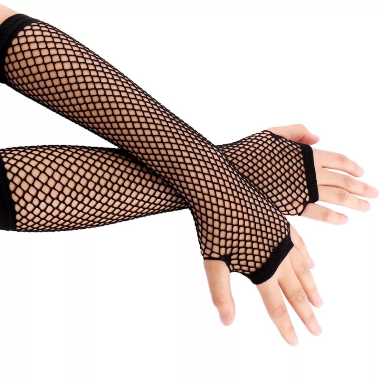 Рукавички сітка довгі без пальців мітенки (код p870-black)