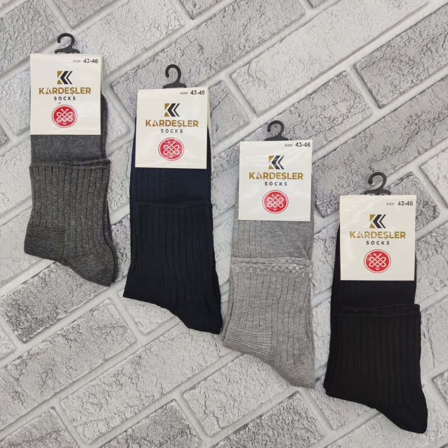Шкарпетки чоловічі медичні без гумки середні весна/осінь р.43-46 рубчик асорті KARDESLER Туреччина 886633133, фото 1