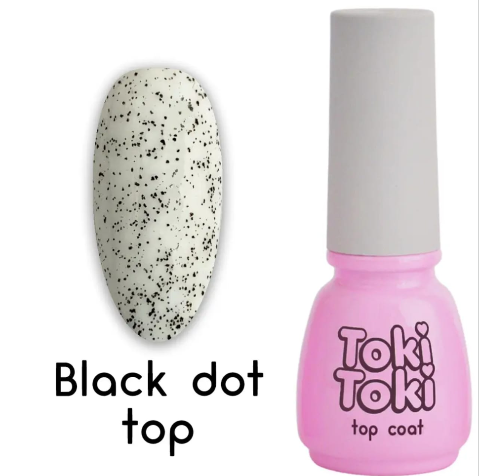 Фініш (топ) для нігтів без липкого шару Toki-Toki Black dot top 5 мл