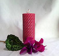Свеча из пчелиного воска ручной работы декоративная "Розовая"
