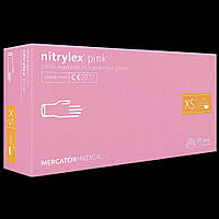 Перчатки нитриловые Нитрилекс: Mercator Medical nitrylex XS Pink (100 шт), нестерильные неопудренные розовые,