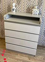 Пеленальный комод лайт сірий +білий на телескопічних направляючих
