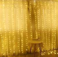 Новогодняя гирлянда, штора водопад, на окно 3M*1.5M LED лампы 240-W цвет Теплый белый