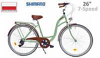 Велосипед міський жіночий/чоловічий Dallas Bike City, колесо 26", Shimano 7-передач, Зелений (Green).