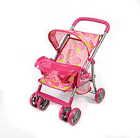 Коляска для ляльок 9304ВW-T, металева, поворотні колеса, зі столиком і козирком