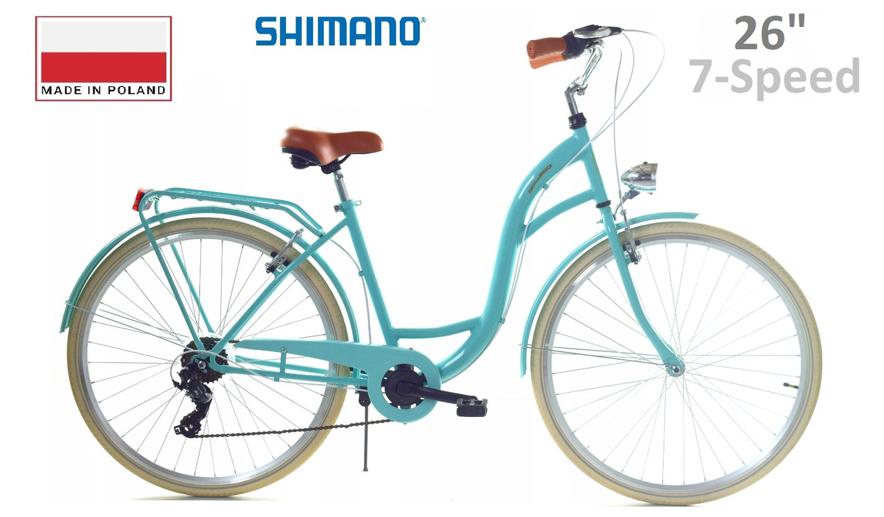 Велосипед міський жіночий/чоловічий Dallas Bike City, колесо 26", Shimano 7-передач, Бірюза (Turquoise).