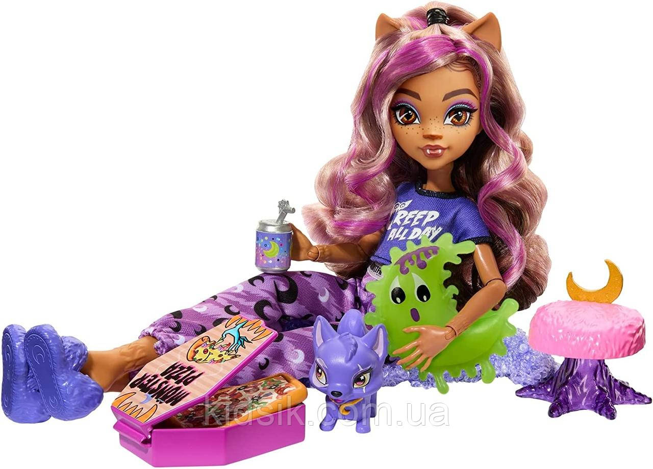 Шарнірна лялька Монстер Хай Клодин Вульф Піжамна Вечірка Clawdeen Wolf Creepover Party 2022, фото 1