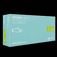 Перчатки нитриловые Нитрилекс: Mercator Medical nitrylex S Green (100 шт), нестерильные неопудренные, С