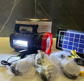 Ліхтар переносний із сонячною портативною батареєю Solar RT-906BT Повербанк Bluetooth Колонка LED лампи MP3