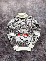 Новорічний светр "Будиночок та олені" з горлом, фото 2