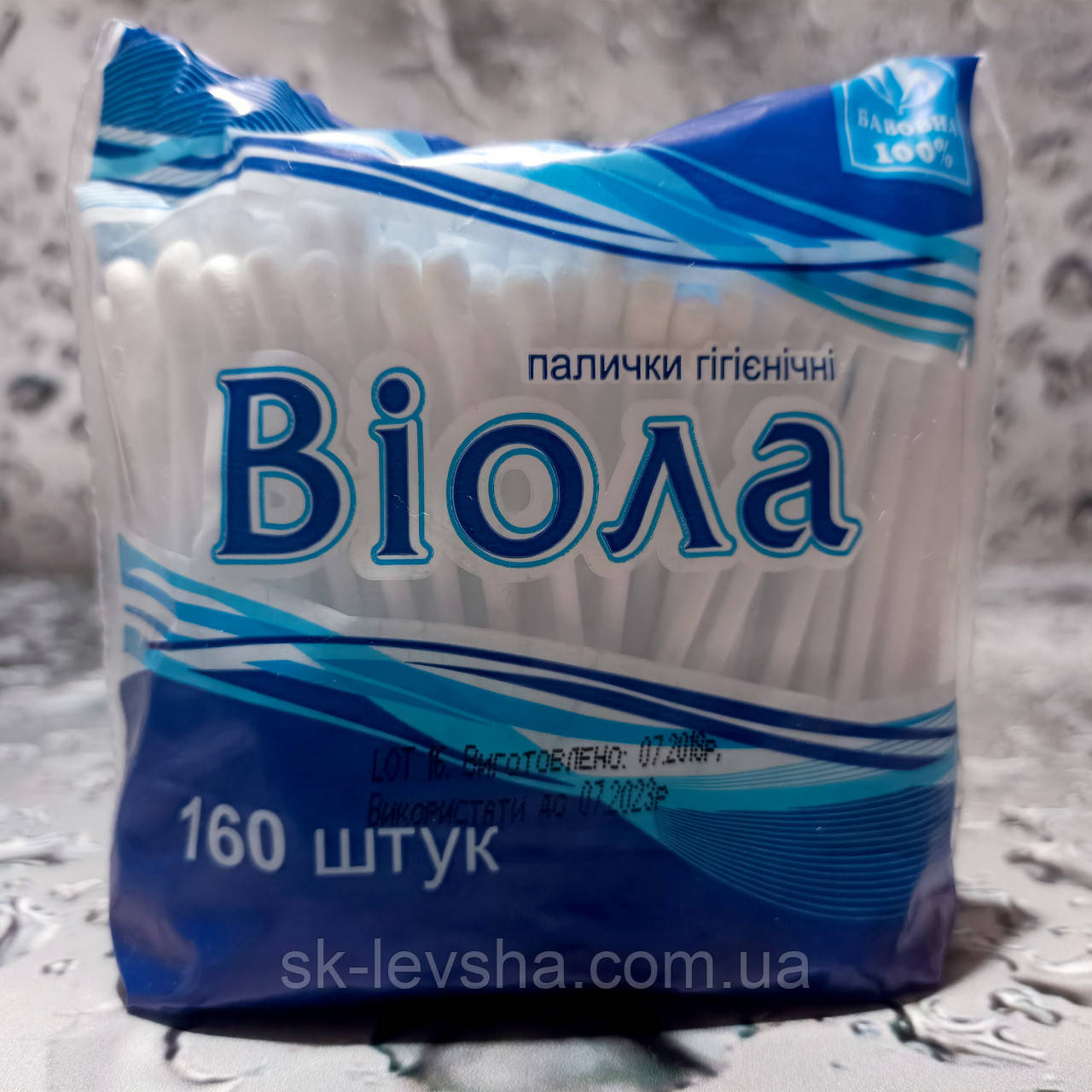 Ватні палички Віола 160 шт. в м’якій упаковці 80±5 мм., фото 1