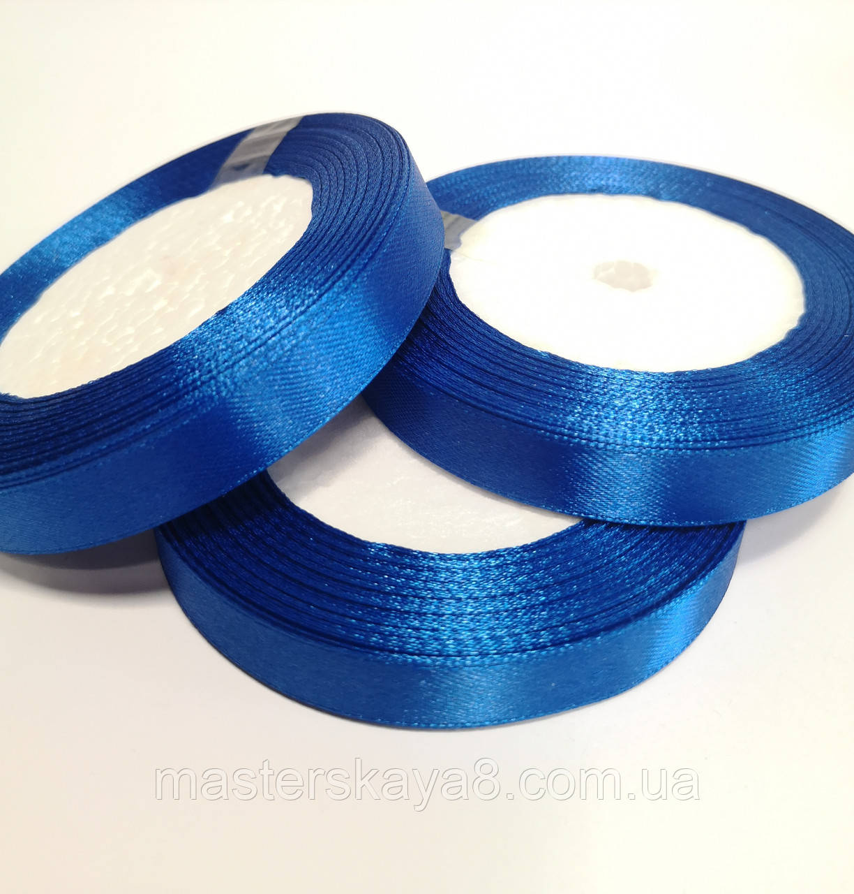 Стрічка атласна 1,2 см/22,8м, колір синій (40)