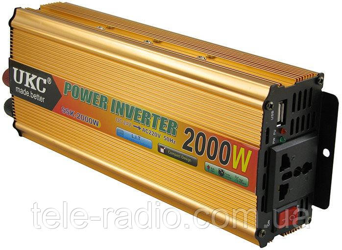 Перетворювач напруги інвертор UKC 2000W 12V-220 V (Модифік.синус), фото 1