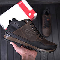 Кожаные мужские зимние ботинки New Balance Clasic Brown, мужские зимние коричневые ботинки на меху