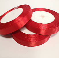 Стрічка атласна 1,2 см / 22,8м, колір червоний