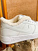 Чоловічі зимові кросівки Nike Air Force Reflect White (Білі) Взуття Найк Аір Форс Китай низькі шкіра хутро, фото 4