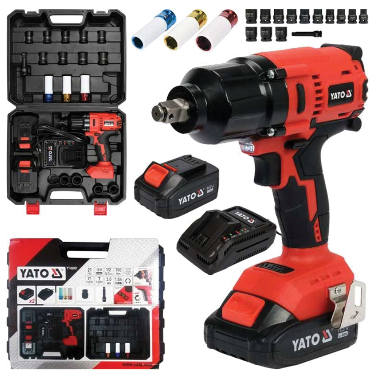 Ударний гайковерт YATO YT-82807 700 Нм безщітковий