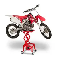 Мотоциклетный гидравлический домкрат Enduro ConStands Cross-Lift XL ножничный подъемник с колесами красный