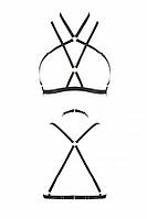 Портупея-стрепи Kelis Bra black XXL/XXXL — Passion Exclusive: трусики в комплекті SO6414