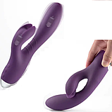 Подвійний вібратор кролик, клиторально вагінальний стимулятор, інтимні іграшки багатофункціональні, фото 5