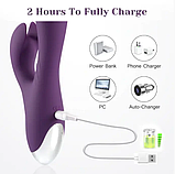 Подвійний вібратор кролик, клиторально вагінальний стимулятор, інтимні іграшки багатофункціональні, фото 4
