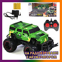 Детская военная машинка Hummer на радиоуправлении, игрушечный джип Хаммер на пульте управления зеленый