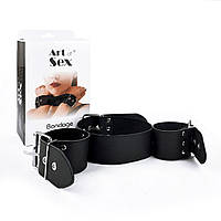 Нашийник з наручниками із натуральної шкіри Art of Sex - Bondage Collar with Handcuffs SO6618