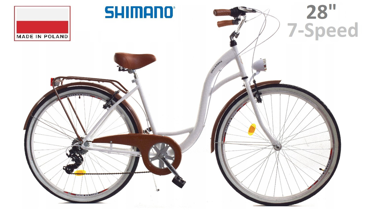 Велосипед міський жіночий/чоловічий Dallas Bike City, колесо 28", Shimano 7-передач, Білий (White).