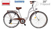 Велосипед міський жіночий/чоловічий Dallas Bike City, колесо 28", Shimano 7-передач, Білий (White).