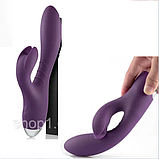 Подвійний вібратор кролик, клиторально вагінальний стимулятор, інтимні іграшки багатофункціональні, фото 6