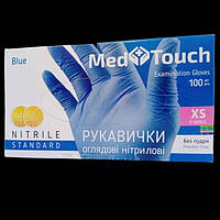 Перчатки нитриловые Медтач: MedTouch Medical nitryl XS Blue (100 шт), нестерильные неопудренные голубые, ИксС