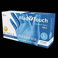 Перчатки нитриловые Медтач: MedTouch Medical nitryl L Blue (100 шт), нестерильные неопудренные голубые, Л