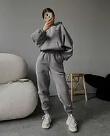 Спортивний Жіночий костюм на флісі NIKE Утеплений Тринитка S M L Найк Осінь/Зима Худі та Штани з начосом