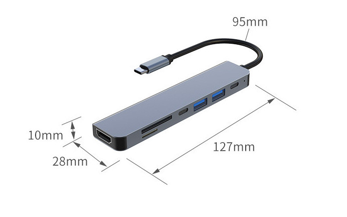 USB Хаб для макбука, телефона DP Type C 4k HDMI + PD + USB C 3.0/3.1 + 2 USB .1 + SD/TF - фото 10 - id-p1712466340