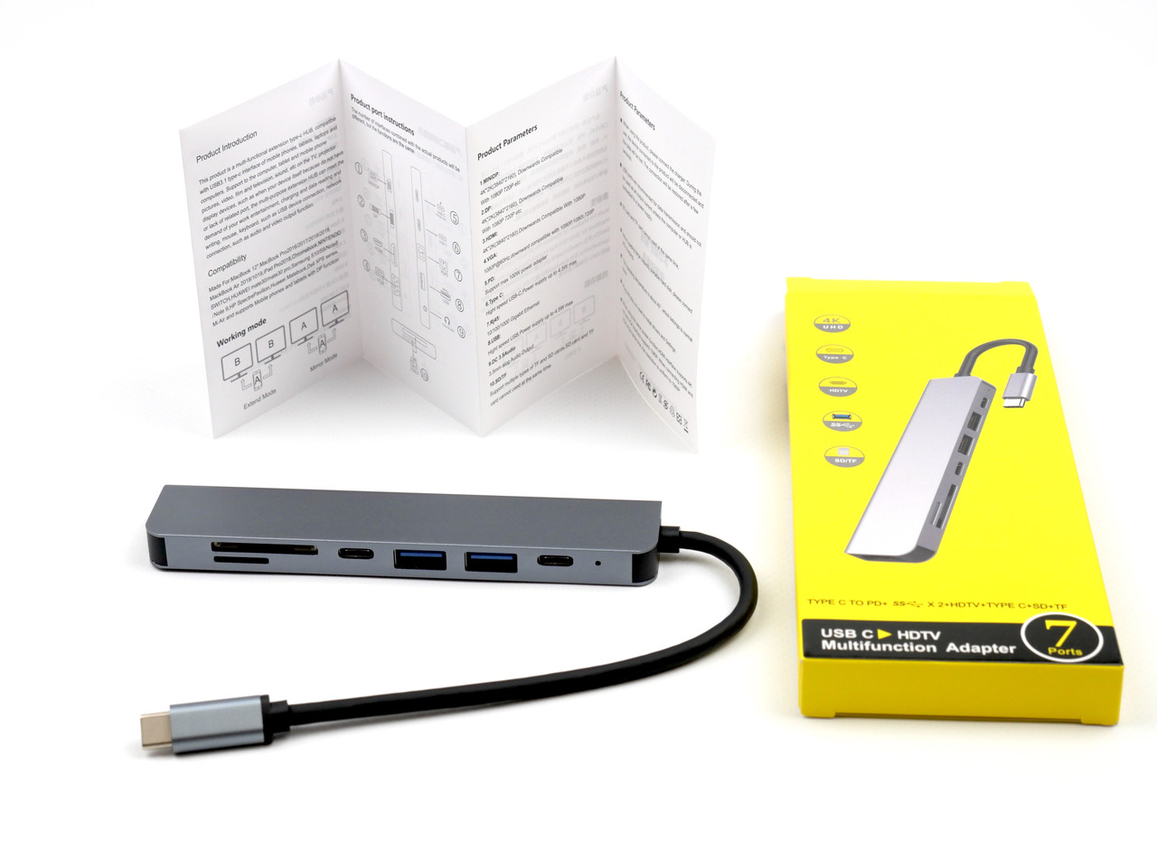 USB Хаб для макбука, телефона DP Type C 4k HDMI + PD + USB C 3.0/3.1 + 2 USB .1 + SD/TF - фото 5 - id-p1712466340