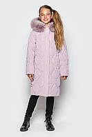 Зимове пальто для дівчинки 128 146 152 158 з натуральним хутром Дитяча зимова куртка
