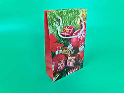 Пакет Новорічний Подарунковий Паперовий 17x26x8(12 шт)Паперовий пакет для Новорічних подарунків