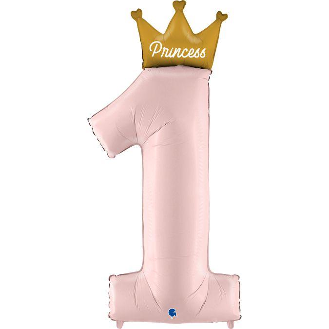 Цифра GRABO-ГР 46" "Princess" з короною рожева 1 (УП)