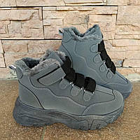 МАЛОМІРЯТЬ! Черевики сірі ЗИМА на липучці АС515-1