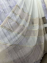 Тюль льон зі смужкою 9003 на відріз Беж