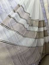 Тюль льон з полоскою 9003 коричневий опт