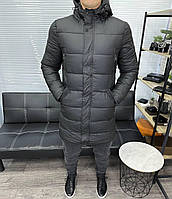 Чоловіча зимова подовжена куртка Armani H2706 чорна