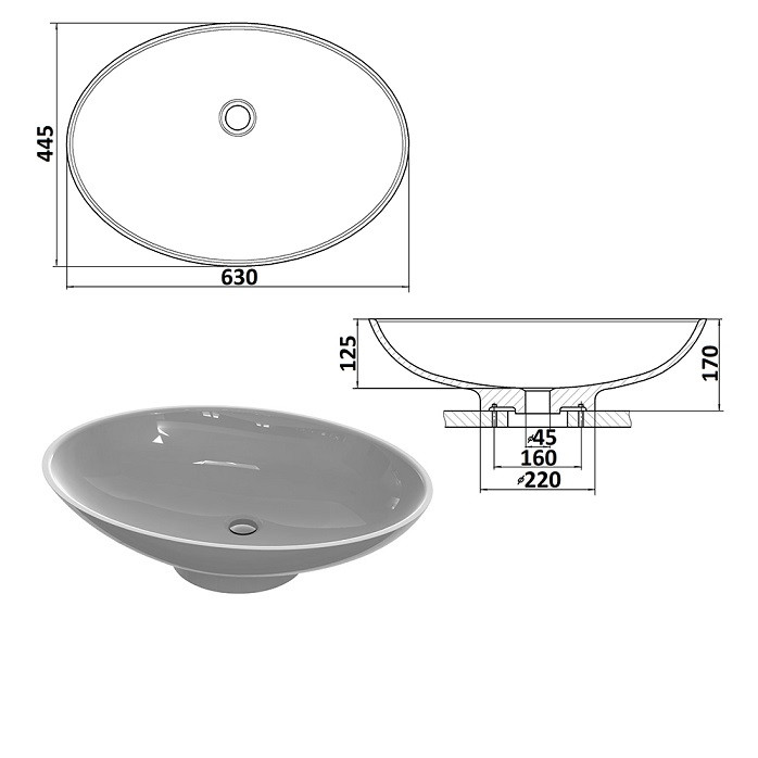 Овальная высокая раковина на столешницу 630х445 Snail Ника - фото 6 - id-p636799148