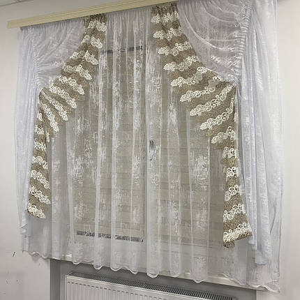 Тюль в дитячу, спальню на кухню №455 мрамор+мереживо, фото 1