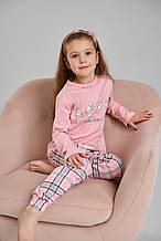 Комплект дитяча піжама зі штанами бавовна на дівчинку з принтом зайці. бренд: NICOLLETA
