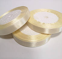 Стрічка атласна 1,2 см/22,8м, колір слонова кістка, молочний